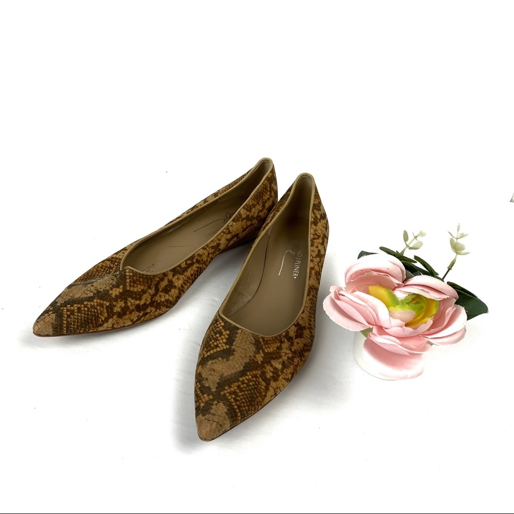 Donald Pliner Snake Print Cork Flats Shoes 8